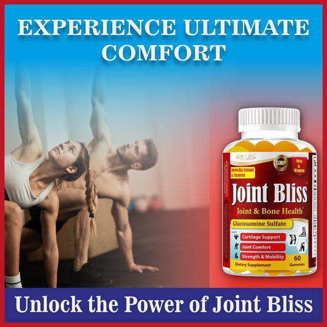 Joint Support Glucosamine Gummies plus Vitamin E, Joint Support Supplement for Occasional Discomfort Relief for Back, Knees & Hands - Joint Health & Flexibility Supplement - 60 Gummies