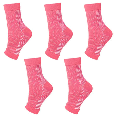 5Pairs Neuropathy Socks - Peripheral Neuritis Compression Sleeves for Nerve Damage Pain,Ankle Gout,Plantar Fasciitis Relief Brace (S/M,Red)