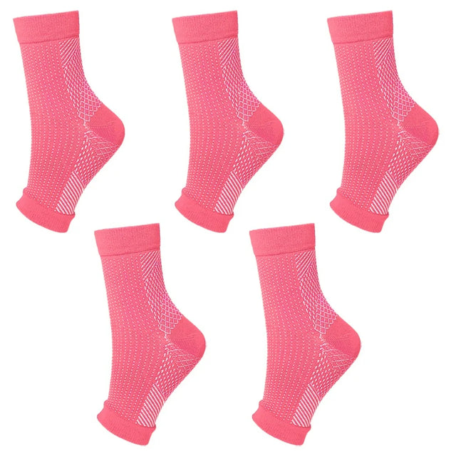 5Pairs Neuropathy Socks - Peripheral Neuritis Compression Sleeves for Nerve Damage Pain,Ankle Gout,Plantar Fasciitis Relief Brace (S/M,Red)