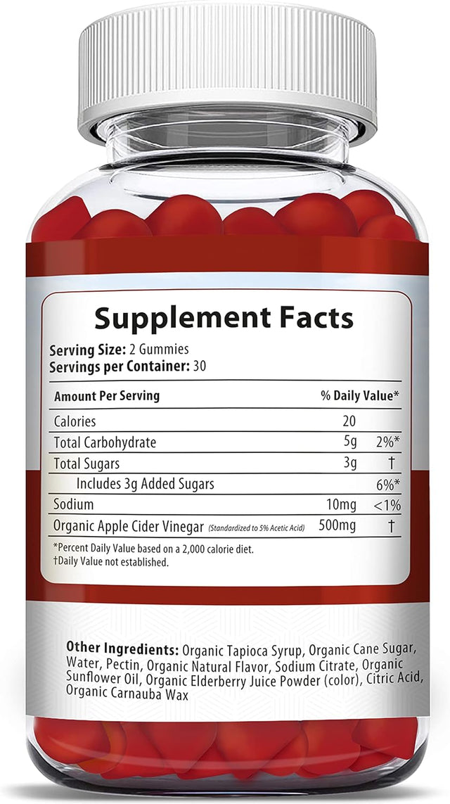 Herbion Naturals Organic Apple Cider Vinegar Gummies with the “Mother”, Digestion and Detox Support, Pectin Based, Vegan, Made in the USA - (Pack of 3, 180 Gummies)