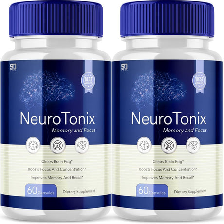 (2 Pack) Neurotonix - Neuro Tonix - Memory Booster Dietary Supplement for Focus, Memory, Clarity, & Energy - Advanced Cognitive Formula for Maximum Strength - 120 Capsules