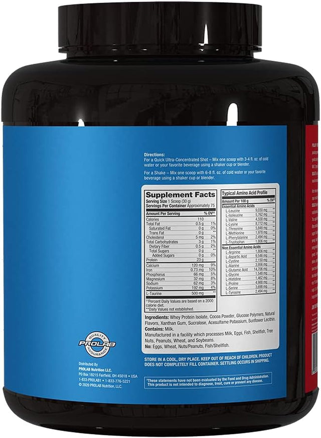 PROLAB Whey Isolate - Ultra Pure, Fast Absorbing Premium Grade Protein to Support Lean Muscle Growth - 23 Grams of Protein per Scoop - Fuels Post Performance Replenishment - NEW (Milk Chocolate, 5 LB)