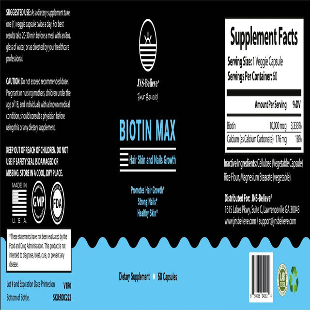 Biotin Gummies for Hair Growth | Max Strength Biotin 10,000Mcg Prevents Thinning and Loss | Biotin Supplement for Women Men and Kids | Hair Gummies for Hair Skin and Nails Growth(60 Capsule)
