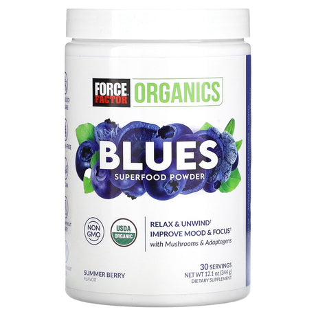 Force Factor Organics, Blues Superfood Powder, Summer Berry, 12.1 Oz (344 G)