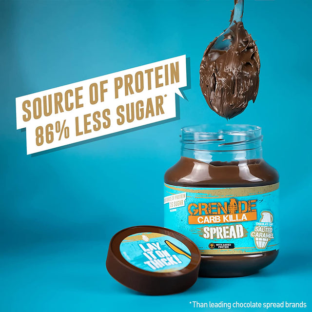 Grenade Carb Killa Protein Chocolate Spread, High Protein Low Sugar, Gluten Free No Stir, Chocolate Chip Salted Caramel, 12.7Oz