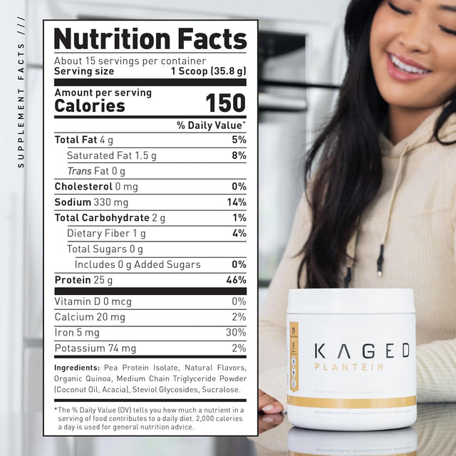 Kaged Plant Protein Powder | Vegan | Cinnamon Roll | Plantein | Organic Pea Protein Powder with Enhanced Absorption | 15 Servings