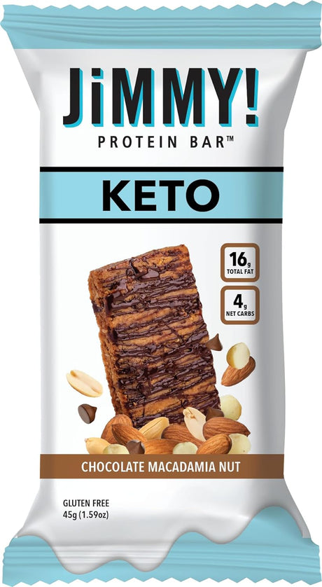 Jimmy! Keto Protein Bar, Energy Bar with Low Net Carb Count, Keto Friendly, Low Sugar, Gluten Free, High Protein Snack, 12 Count