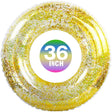 Gara Inflatable Swim Ring, Pool Ring Floating Pool Tube, Glitter Pool Swim Tube Ring for Kids, Adults, Yellow Sequins Glitter Pool Float for Beach Lake - 36 Inch