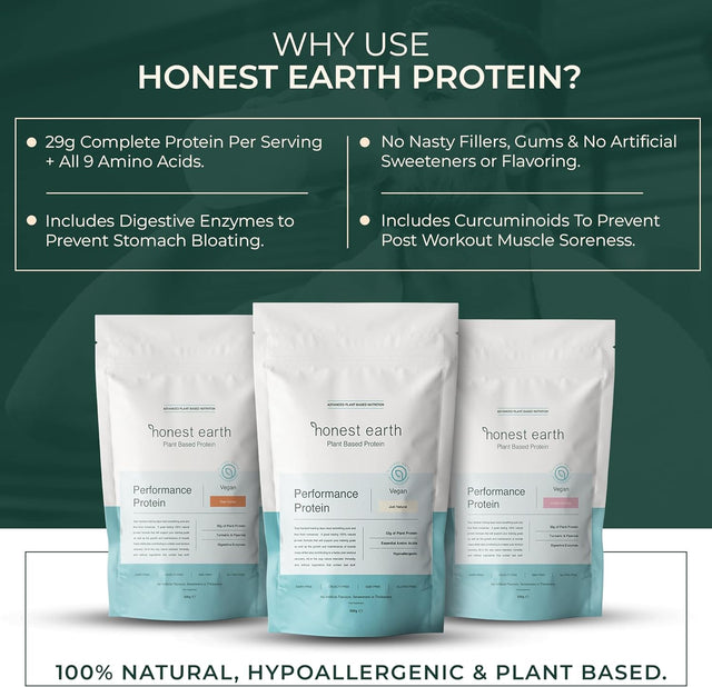 Honest Earth | Plant Based Pea Protein Powder - 100% Natural & Unflavored | 34G Protein per Serving - Just Natural (Vegan, Dairy Free, Keto Friendly, No Gums, No Sugar, Smooth Texture)