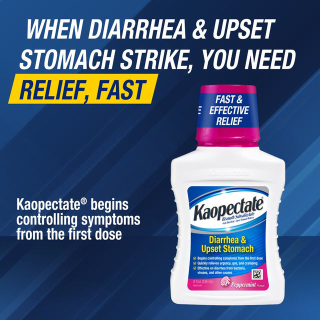 Kaopectate Anti-Diarrheal Upset Stomach Relief Liquid, Peppermint, 11 Fl Oz