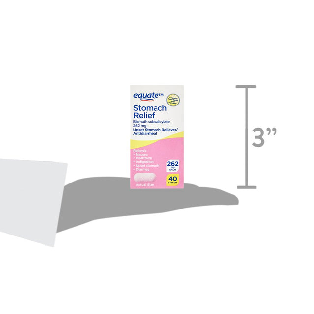 Equate Stomach Relief Caplets, 262 Mg, 40 Count