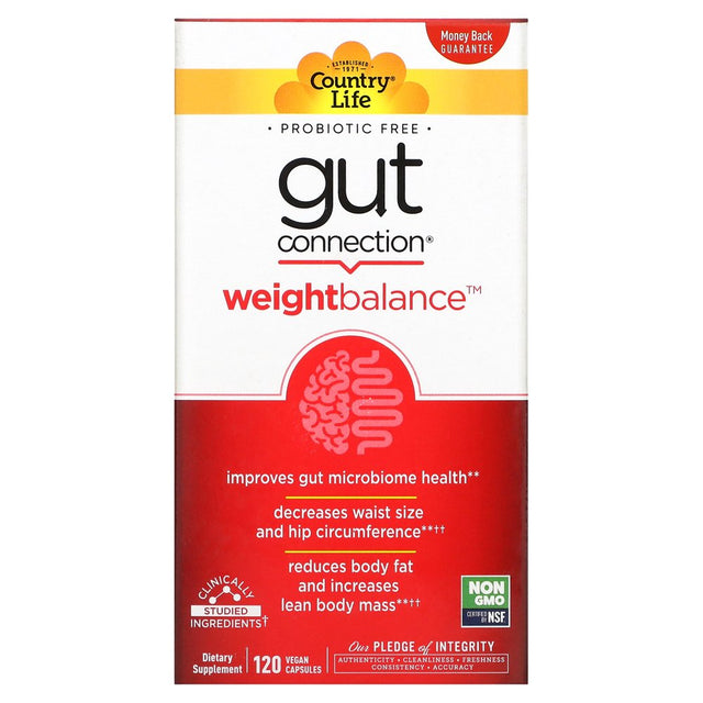 Gut Connection, Weight Balance, 120 Vegan Capsules, Country Life