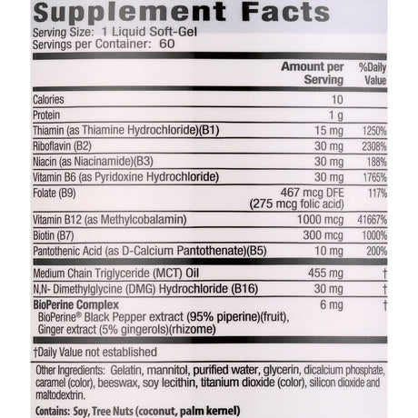 Irwin Naturals Mega B Complex with Quick Energy Mct'S 60 Liquid Softgels with Pill Case