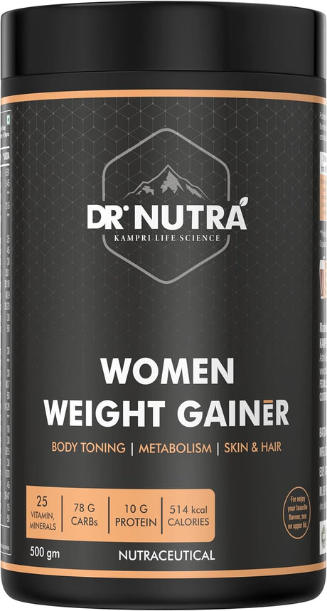 Dr.Nutra Women Weight Gainer for Increase Breast Muscle, Weight Gain and Mass Gain for Women - 500Gm , Chocolate Flavor