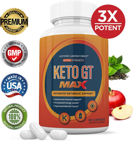 Keto GT Max 1200MG Includes Apple Cider Vinegar Gobhb Exogenous Ketones Keto Pills Supplement Premium Ketosis Support for Men Women 60 Capsule