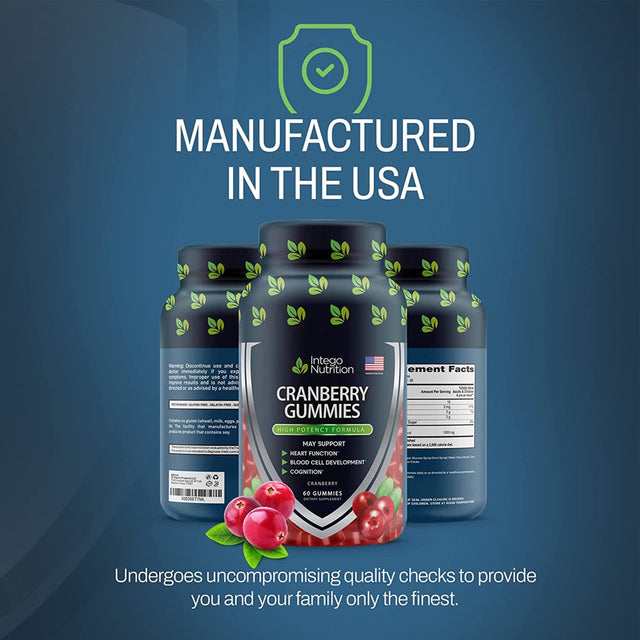 Intego Nutrition Cranberry Gummies for Urinary Health & Kidney Support, 60 Count