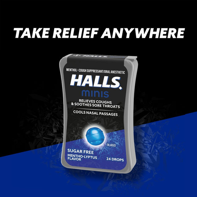 HALLS Minis Mentho-Lyptus Flavor Sugar Free Cough Drops, 24 Drops