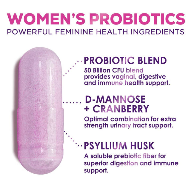 Hello Lovely! Formulated Probiotics for Women, 50 Billion CFU + Prebiotics & Cranberry, Vaginal Women'S Probiotic for Digestive Health, Ph & Immune Support, 9 Strains, Shelf Stable - 30 Capsules