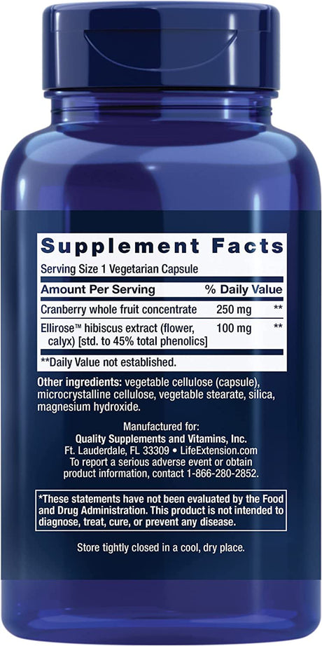 Life Extension Optimized Cran-Max with Utirose -- 60 Vegetarian Capsules