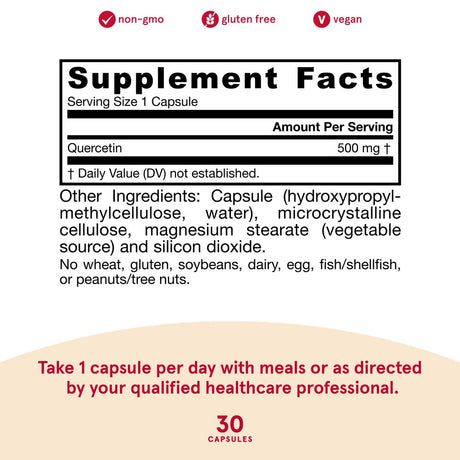 Jarrow Formulas Quercetin, 500 Mg, 30 Veggie Caps