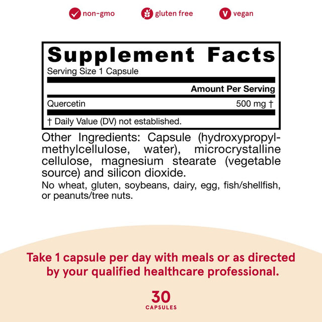 Jarrow Formulas Quercetin, 500 Mg, 30 Veggie Caps