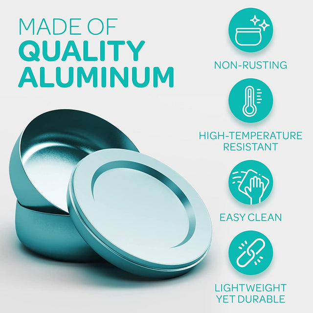 Hearts & Crafts Candle Tin Jars - 16Oz Teal Metal Tin Cans with Lids, 12-Pack - for Small Tins for Candle Making, Arts & Crafts, Storage, Gifts, and More