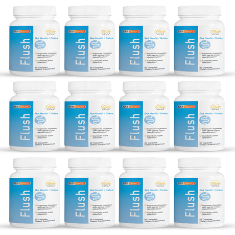 12 Pack Flush, Improves Digestion with Colon Detox & Combats Water Retention-60 Capsules X12