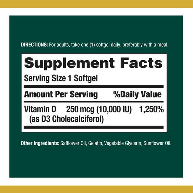 Nature'S Bounty Vitamin D3-10,000 IU, 72 Rapid Release Softgels (Pack of 6)