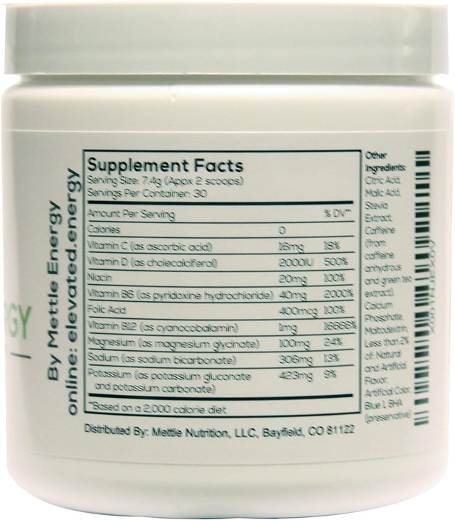 Healthy Energy Drink Powder - Stevia & Natural Caffeine | Elevated Energy Fizzy Drink Mix | Blue Raspberry | 30 Servings