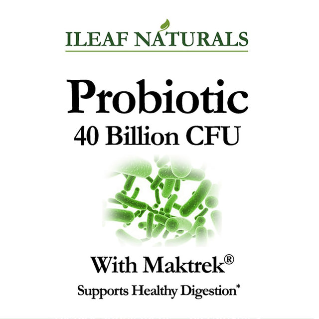 Ileaf Naturals Probiotic 40 Billion CFU with Maktrek® Bypass - 60 Veggie Capsules