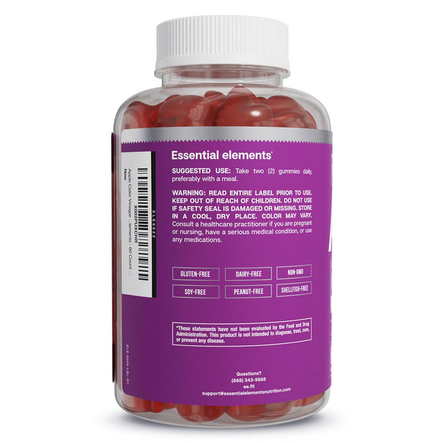Essential Elements Apple Cider Vinegar Gummies Dietary Supplement, 60 Count