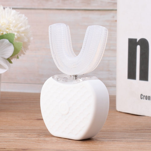 Electric Toothbrush for Adults Ultrasonic U-Shaped Toothbrushes for Teeth Whitening 360-Degree Mouth Cleansing,Wireless Charging,White