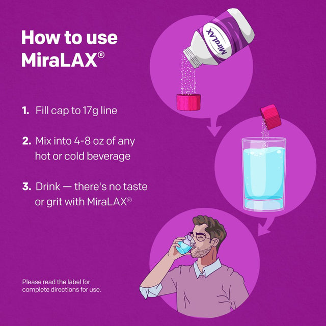 Miralax Laxative Powder for Gentle Constipation Relief, Stool Softener, 7 Doses