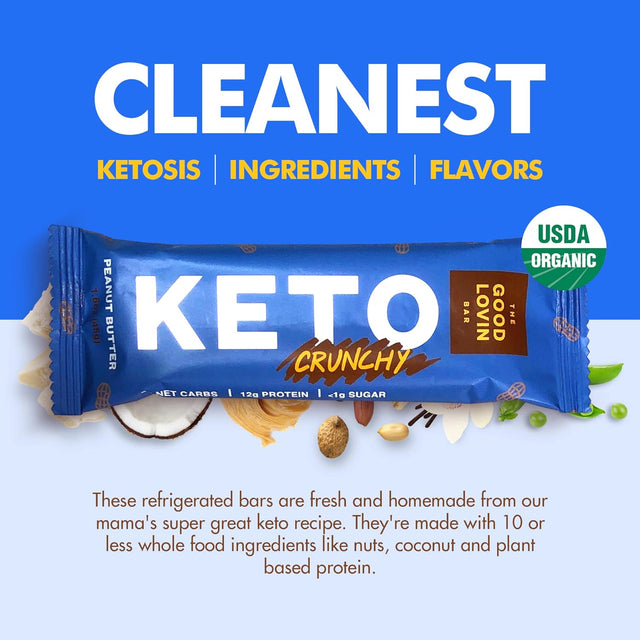 Keto Snack Bars | Low Carb Vegan Protein Bars | Healthy, Low Sugar Plant Based Snacks | Gluten Free Paleo Bars | Keto Friendly Food by the Good Lovin Bar - 4 Count (Crunchy Peanut Butter)