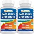 2 Pack Best Naturals Potassium Gluconate Supplement 595 Mg 250 Tablets