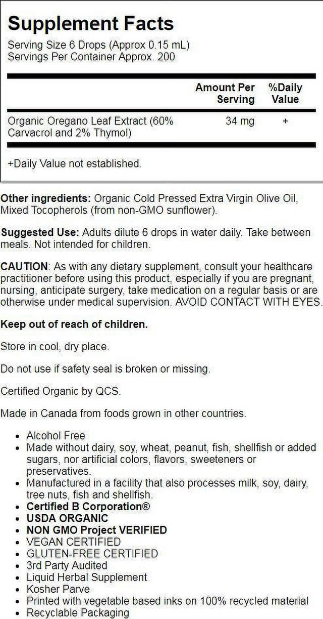 Garden of Life Mykind Organics, Oil of Oregano Seasonal Drops, 1 Fl Oz (30 Ml)