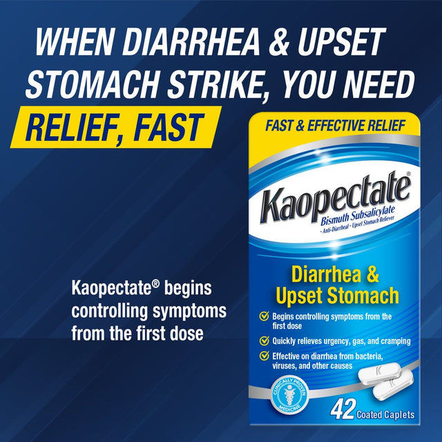 Kaopectate Multi-Symptom Anti-Diarrheal & Upset Stomach Relief Caplets, 42 Ct