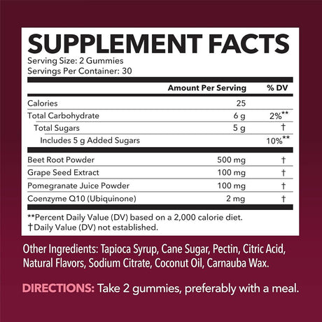 Havasu Nutrition Beet Root + COQ10 Gummies Nitric Oxide Supplement, Mixed Berry, 120 Ct