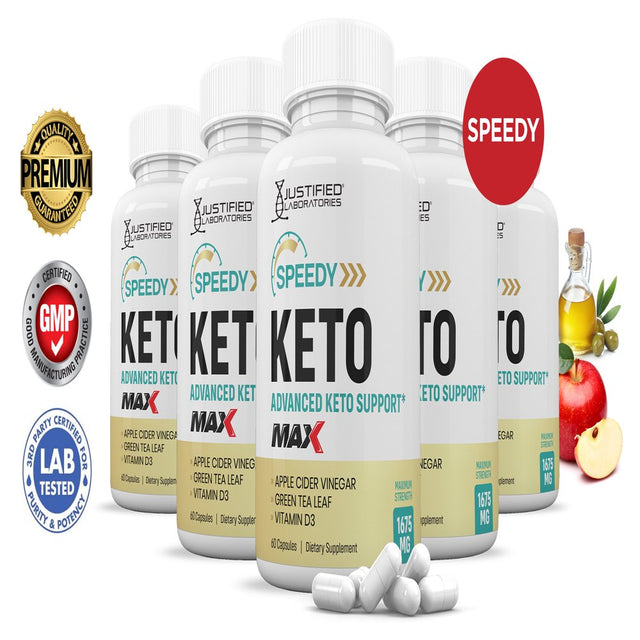 (5 Pack) Speedy Keto ACV MAX Pills 1675Mg Alternative to Gummies Dietary Supplement 300 Capsules
