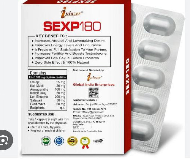 Inlazer Sex 180 Ayurveda Products 10 Capsules
