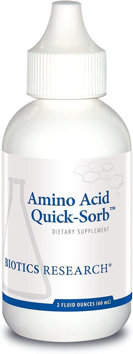 BIOTICS Research Amino Acid Quick Sorb Liquid Formula, Highly Absorbed, Glycine, L Alanine, L Arginine Hcl, L Lysine Hcl, L Proline, L Histidine Hcl, L Serine, L Threonine, L Valine 2 Fluid Ounces