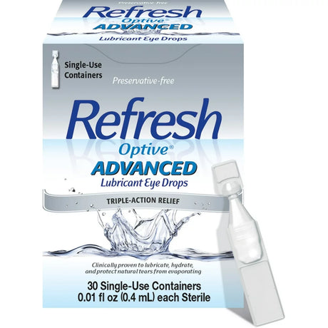 Refresh Optive Advanced Lubricant Eye Drops Preservative-Free Tears, 0.4 Ml, 30 Count