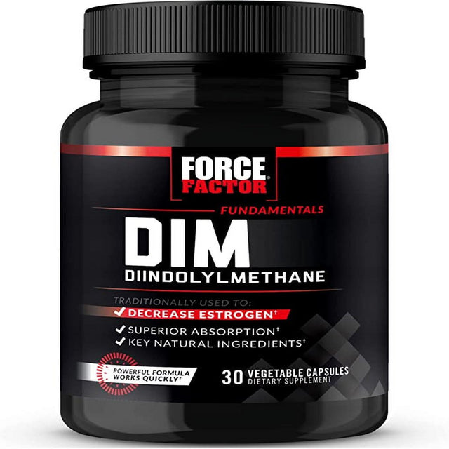 Force Factor DIM Pills to Decrease Estrogen in Men, Diindolylmethane Supplement with Key Natural Ingredients and Superior Absorption, Diindolylmethane 300Mg, Works Fast, 30 Capsules