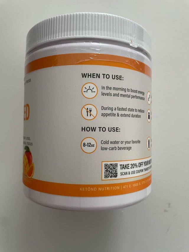Ketond Exogenous Ketones Advanced Blend Drink Ketones for Rapid Weight Loss - Best Fuel for Energy, Mental Performance and Weight Loss - Citrus Mango (15 Servings)