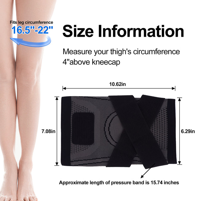 Huryfox 2 Pcs Compression Knee Sleeve for Joint Pain and Arthritis Relief, Breathable Knee Brace (1 Pair, Gray)