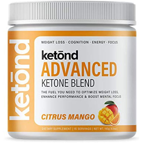 Ketond Advanced Ketone Supplement — Best Ketone Weight Loss Supplement — Citrus Mango (15 Servings)