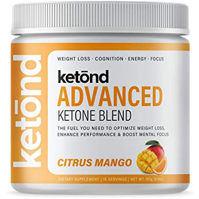 Ketond Advanced Ketone Supplement — Best Ketone Weight Loss Supplement — Citrus Mango (15 Servings)