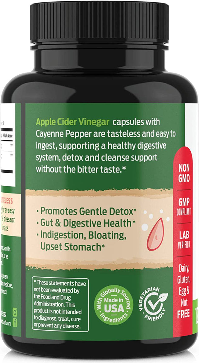 Forest Leaf Apple Cider Vinegar Capsules with Cayenne Pepper Powder, 120 Count