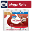 Great Value Ultra Strong Toilet Paper, 18 Mega Rolls