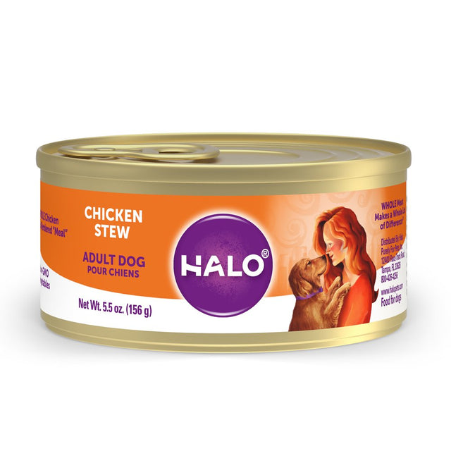 Halo Natural Wet Dog Food, Chicken Stew, 5.5 Oz - Case of 12